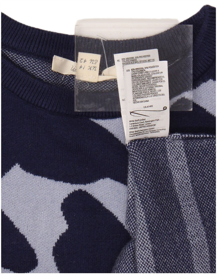 WHITE STUFF Γυναικείο πουλόβερ με λαιμόκοψη UK 14 Large Navy Blue ριγέ