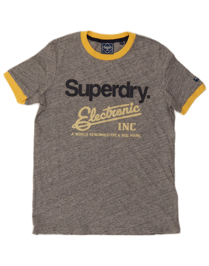 Γυναικείο γραφικό μπλουζάκι SUPERDRY Top UK 8 Βαμβακερά με γκρι φλιτζάνια