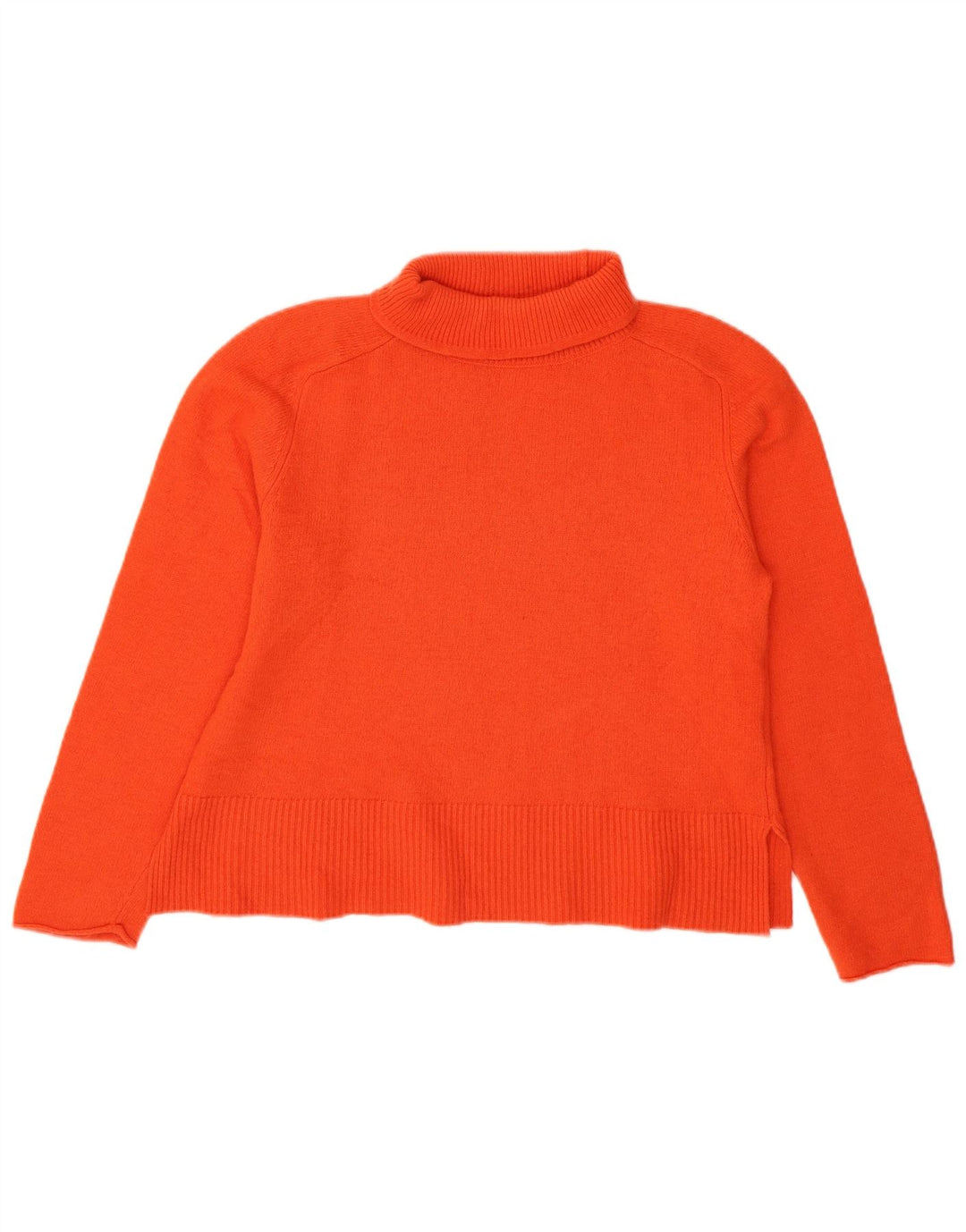 Massimo Dutti Γυναικείο Crop Roll Neck Jumper πουλόβερ UK 16 μεγάλο πορτοκαλί μαλλί
