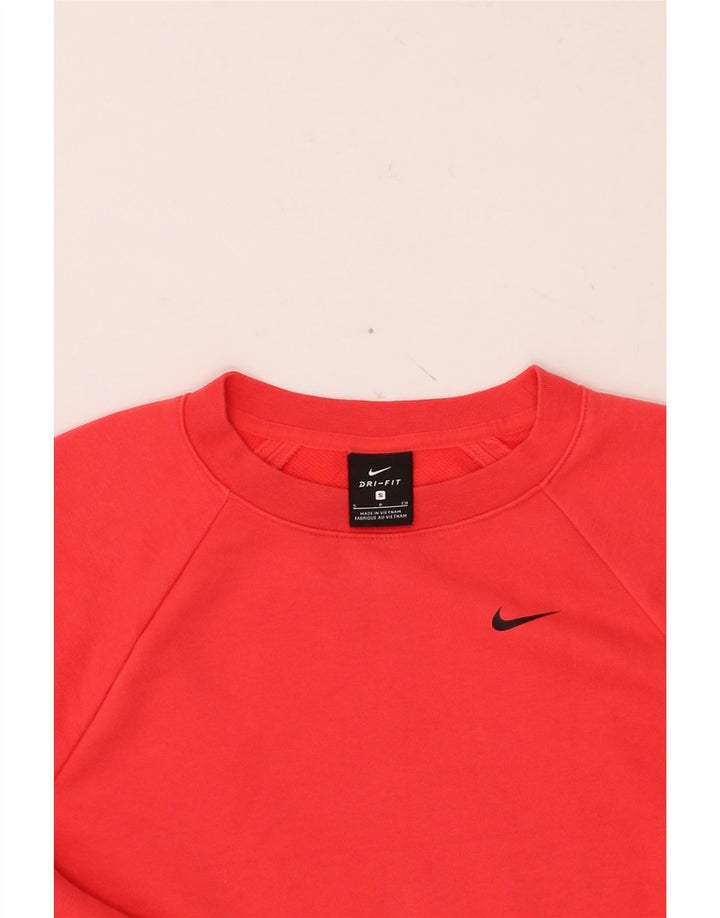 NIKE Womens Dri Fit Oversized Crop Sweatshirt Jumper UK 10 Small Red Vintage Nike and Second-Hand Nike from Messina Hembry 