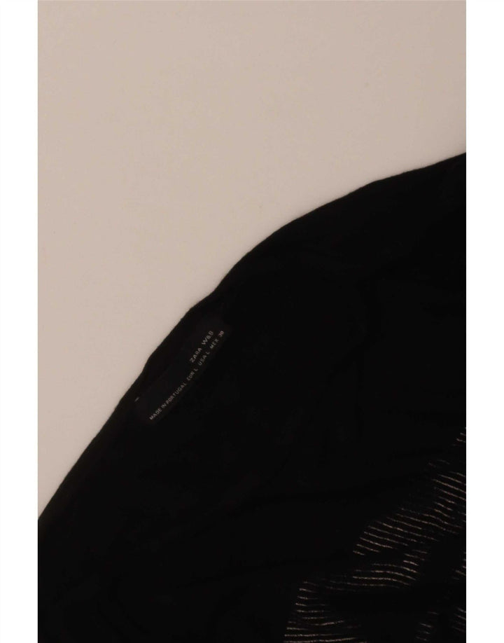 Zara Γυναικείο Abstract Pattern Top Μακρύ μακρυμάνικο UK 16 Large Μαύρο