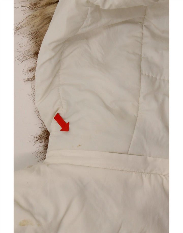 Zara Γυναικείο μπουφάν με κουκούλα UK 10 Small White Polyamide