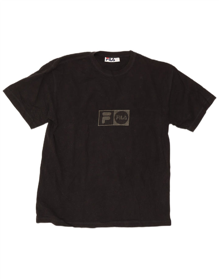 Ανδρικό γραφικό T-Shirt Fila Top μεγάλο μαύρο βαμβακερό