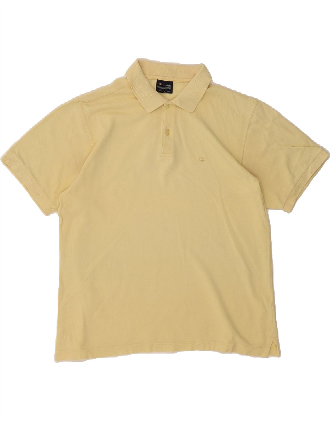 CHAMPION Mens Polo Shirt Medium Yellow Cotton Vintage Champion and Second-Hand Champion from Messina Hembry 