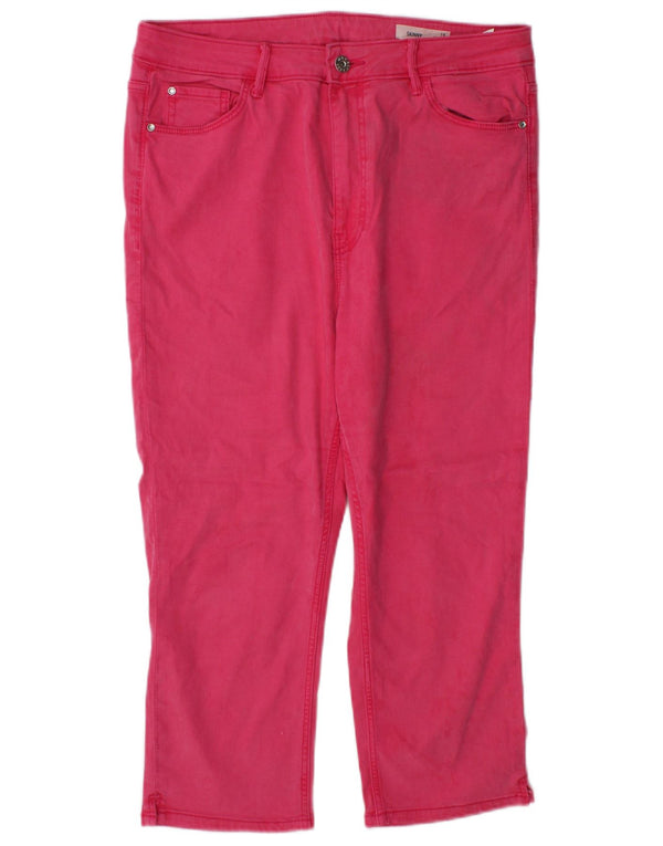 Marks & Spencer Γυναικεία Capri Skinny Jeans UK 16 Large W32 L21 Pink Lyocell