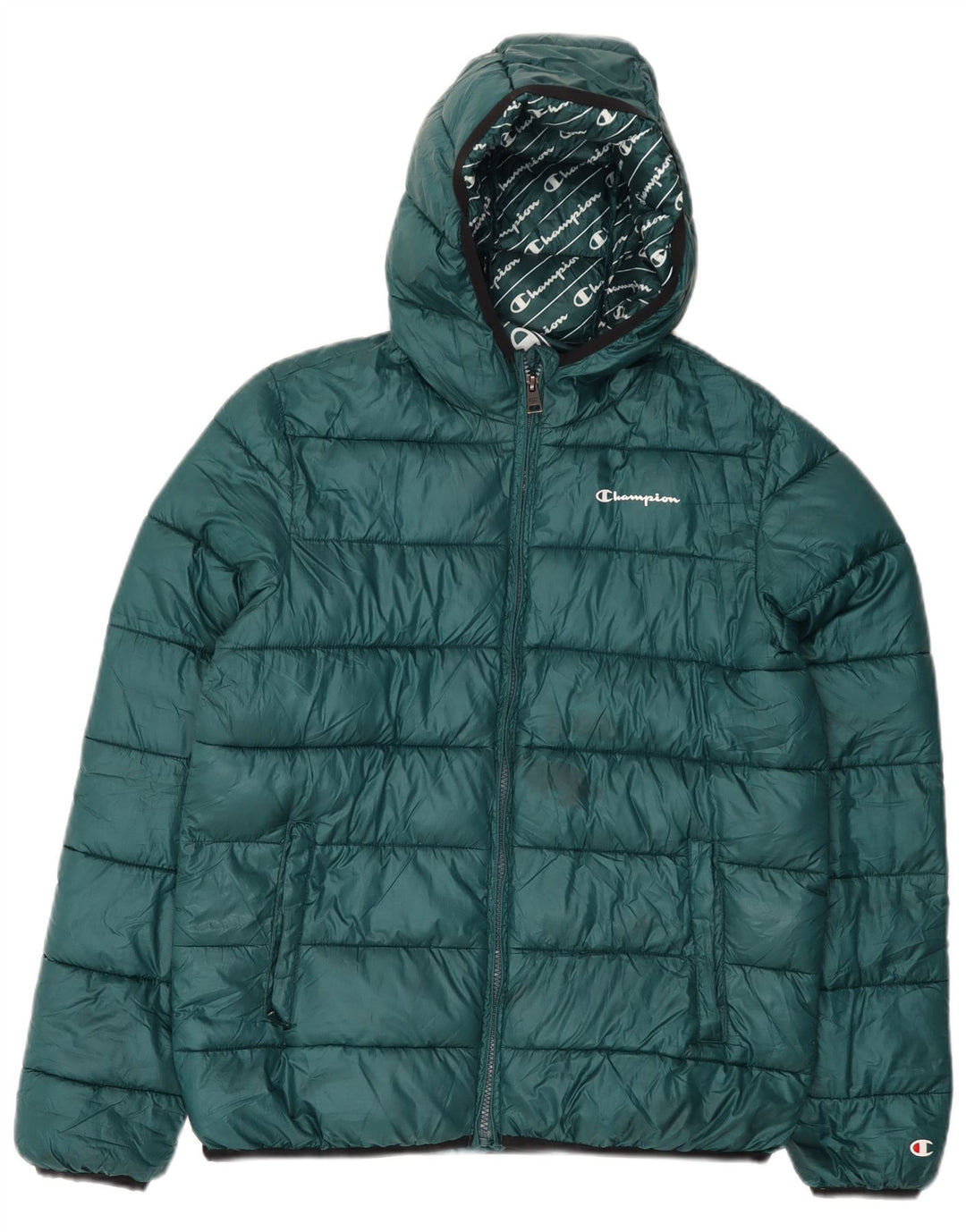 Champion Boys Hooded Jacket 15-16 Years 2XL Green Polyester