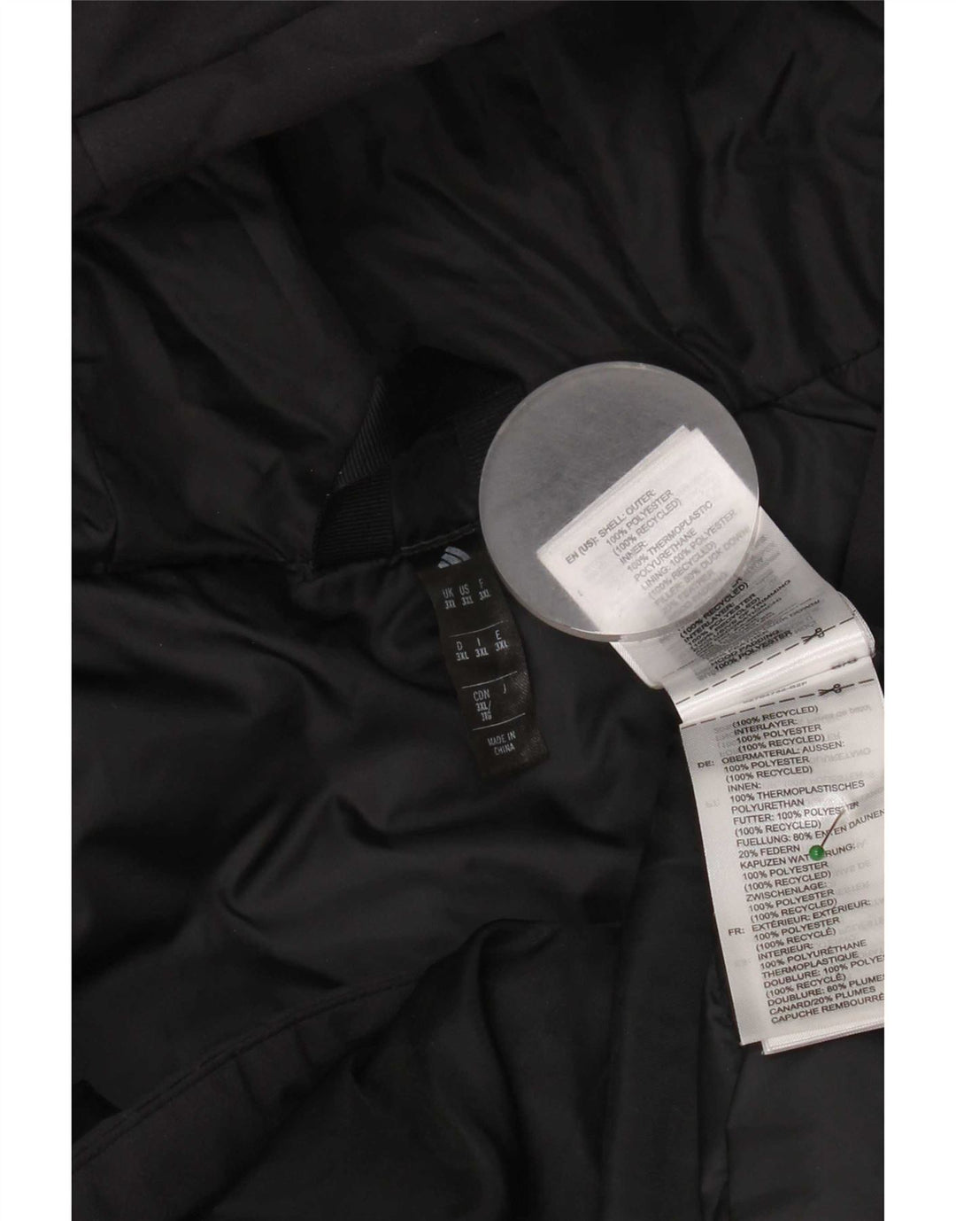 Ανδρικό μπουφάν με κουκούλα Adidas UK 46 3XL μαύρο πολυεστέρα