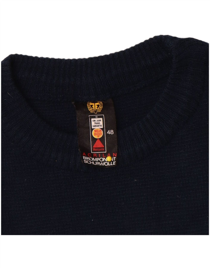Vintage Ανδρικό πουλόβερ με λαιμόκοψη IT 48 Medium Navy Blue Colorblock