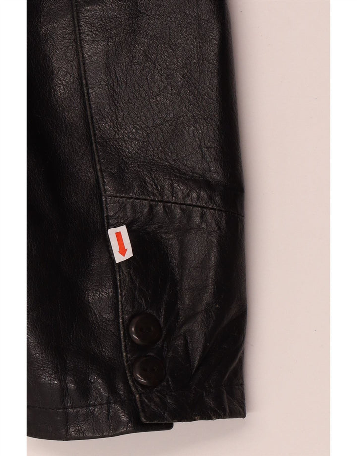 VINTAGE Womens Leather Jacket UK 14 Medium Black Leather