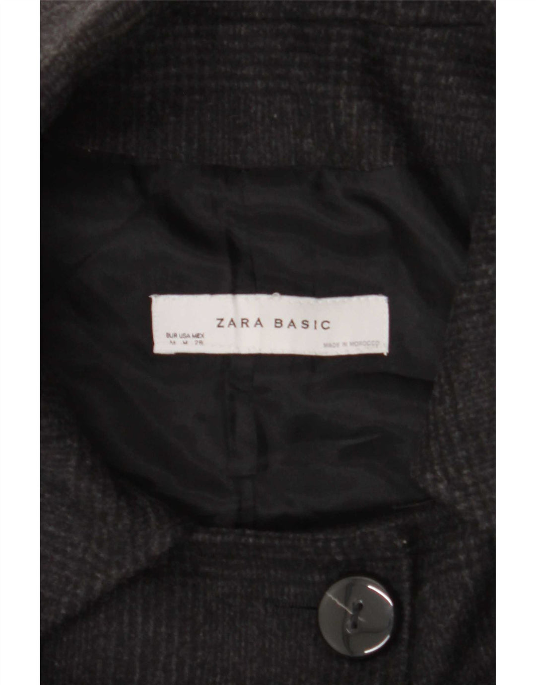 Zara Γυναικείο μπουφάν blazer 3 κουμπιών UK 14 Medium Black Check Wool