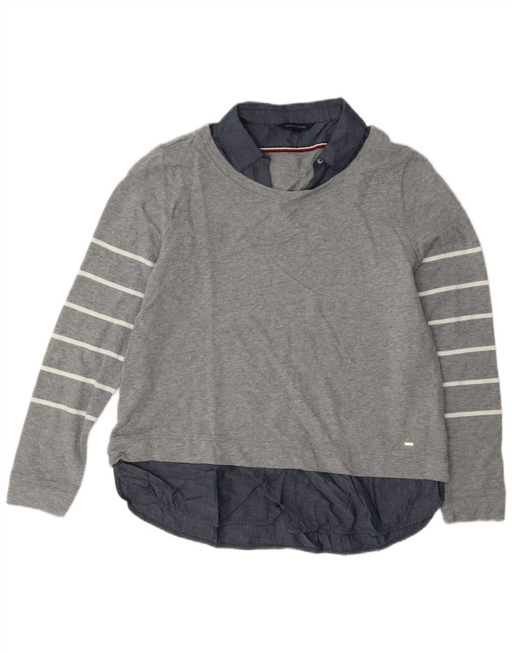 Tommy Hilfiger Γυναικεία φούτερ Jumper UK 14 Μεσαίο γκρι ριγέ βαμβακερό