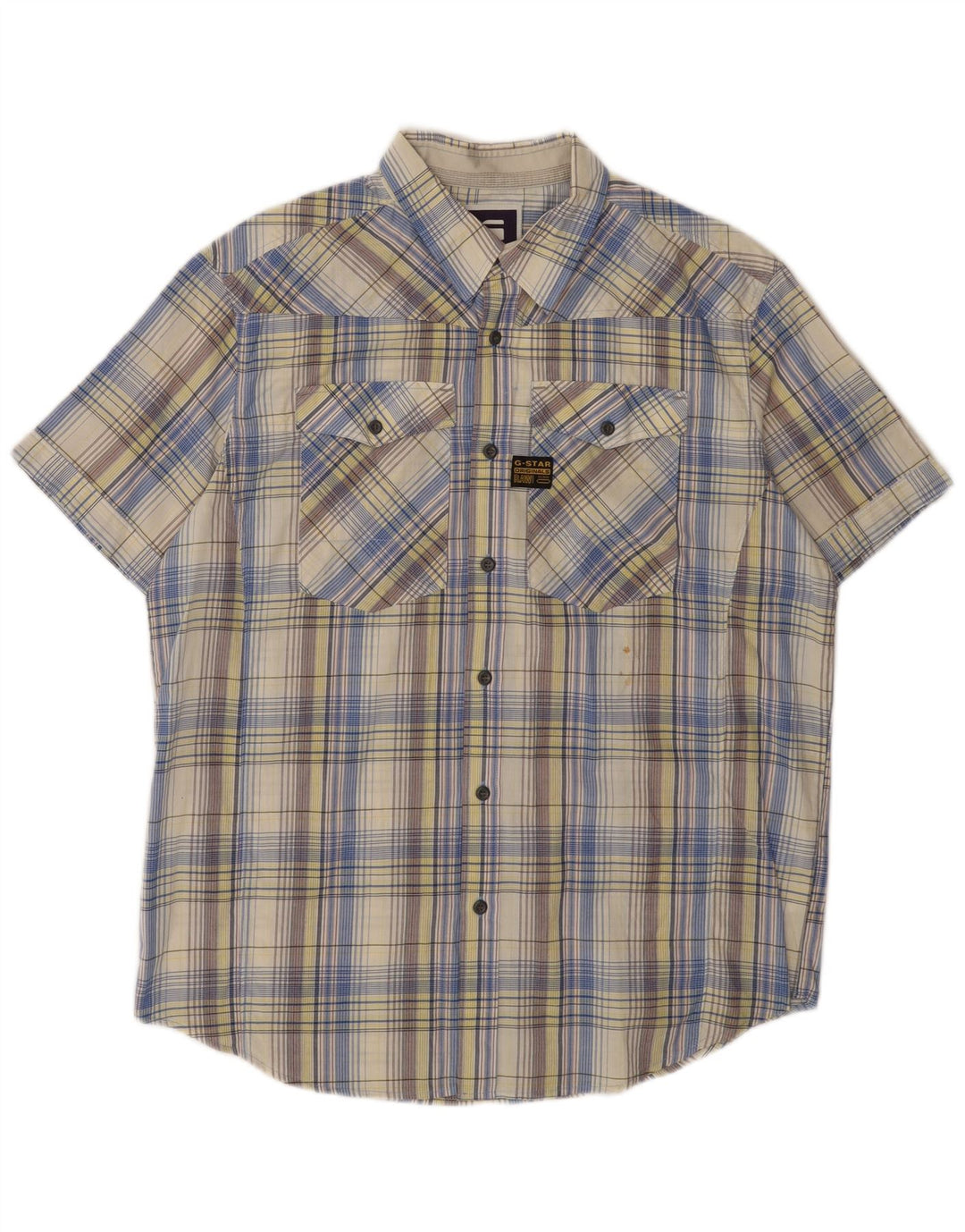 G-Star Ανδρικό γραφικό κοντομάνικο πουκάμισο XL πολύχρωμο καρό βαμβακερό