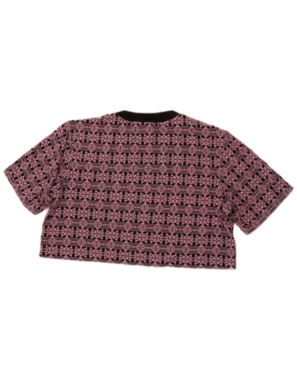 Γυναικείο γραφικό μπλουζάκι ADIDAS Oversized Crop Top UK 6 XS Μωβ βαμβακερό