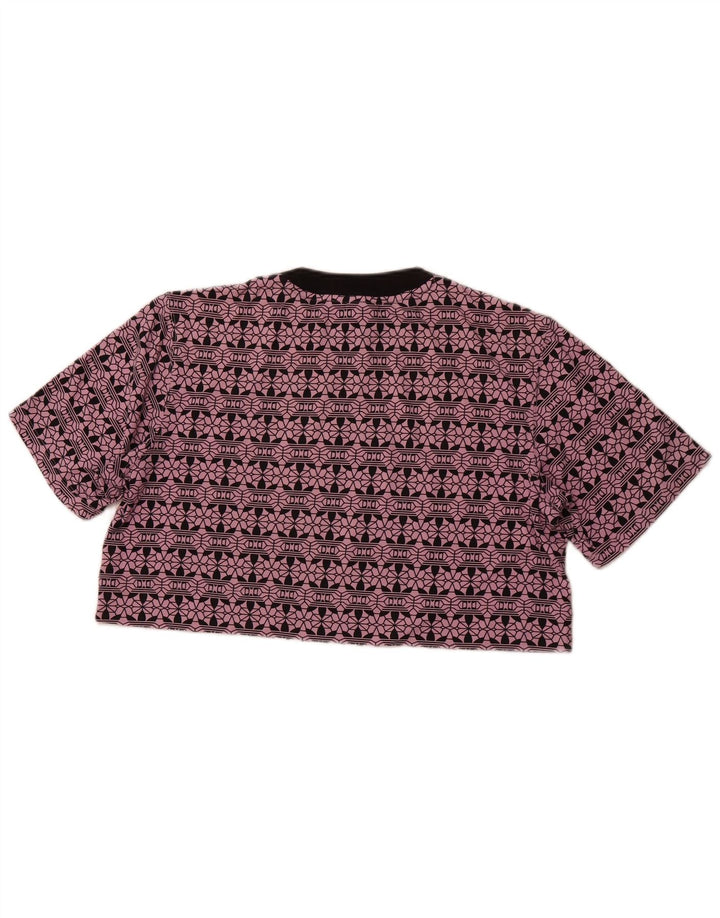 Γυναικείο γραφικό μπλουζάκι ADIDAS Oversized Crop Top UK 6 XS Μωβ βαμβακερό