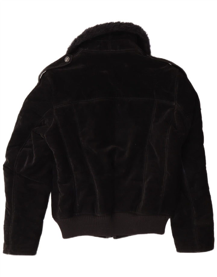 VINTAGE Γυναικείο Σέρπα Μπουφάν UK 12 μεσαία μαύρη βισκόζη