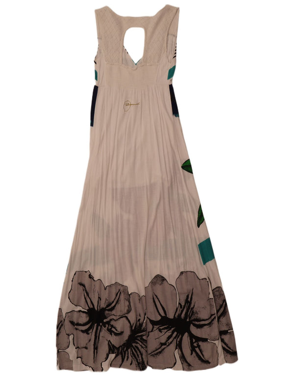 Desigual γυναικείο αμάνικο μάξι φόρεμα UK 8 Small Off White Floral Viscose