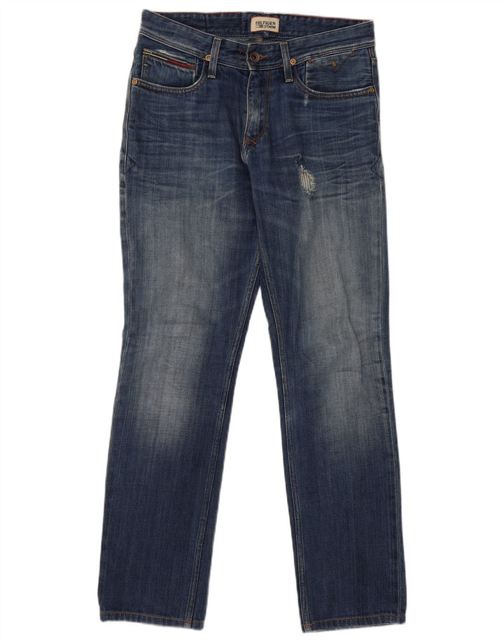 TOMMY HILFIGER Ανδρικό τζιν ίσιο ταλαιπωρημένο W30 L32 Μπλε βαμβακερό