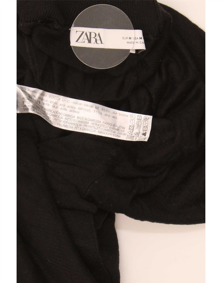 Zara Γυναικείο πουλόβερ με λαιμόκοψη UK 14 μεσαία μαύρη βισκόζη