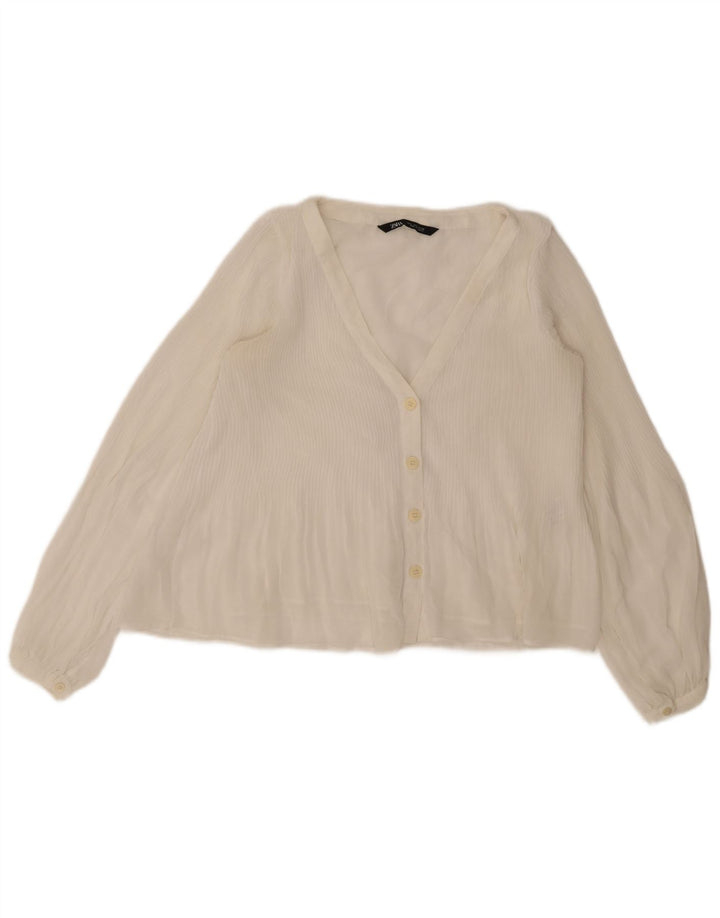 Zara Γυναικείο πουκάμισο Μπλούζα UK 10 Small White Polyester