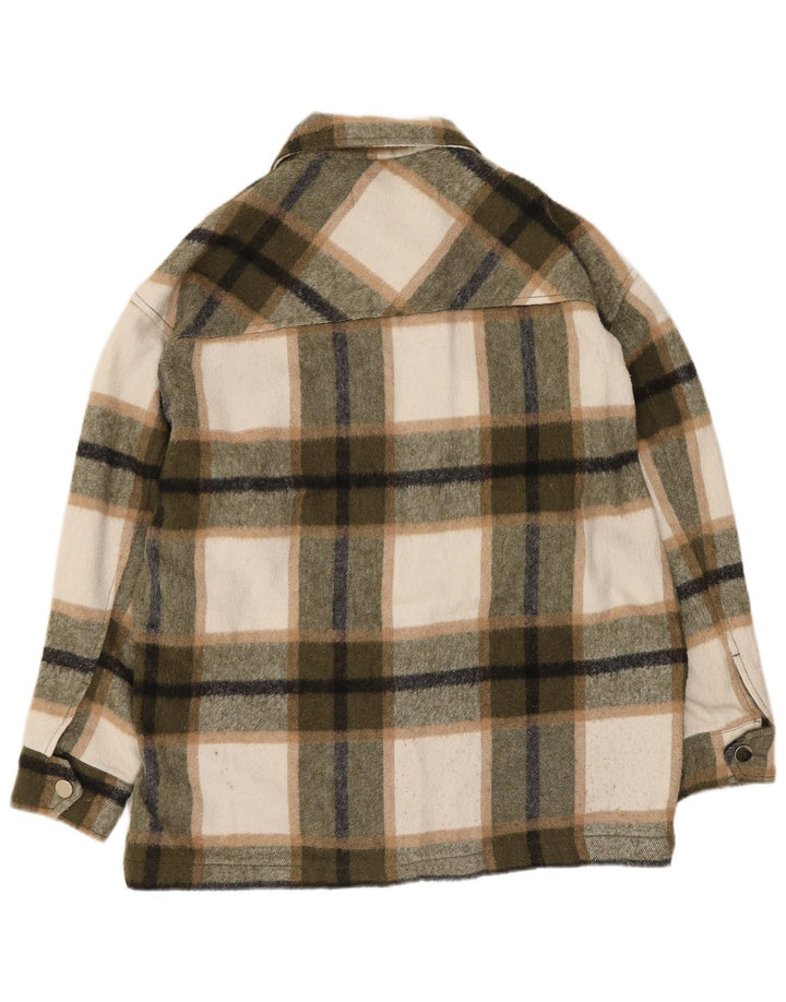 Zara Γυναικείο Σακάκι Oversized Shacket UK 6 XS Χακί Check