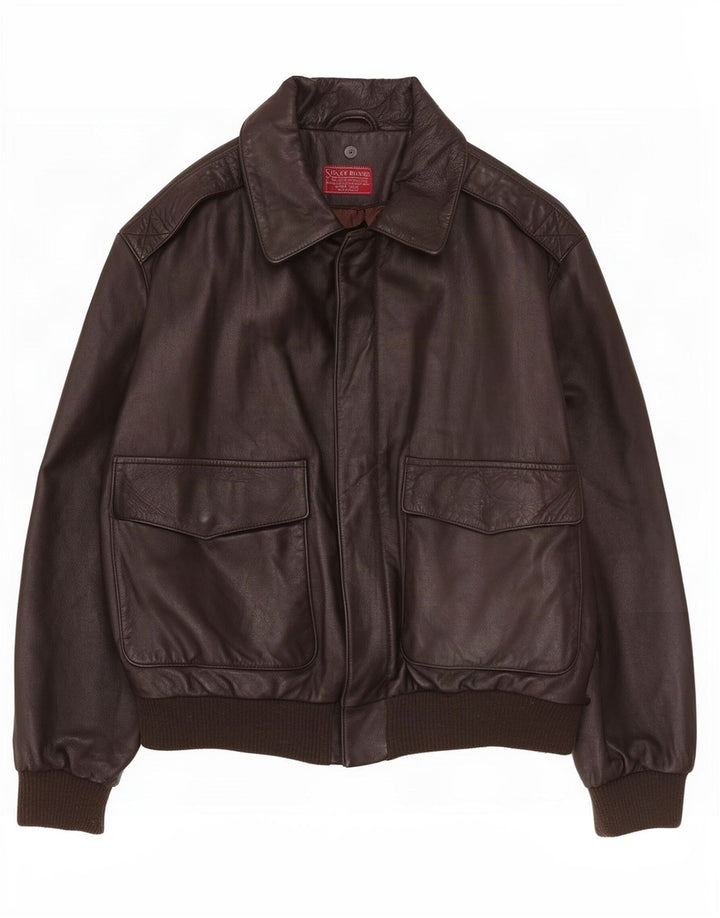 Ανδρικό Δερμάτινο Μπουφάν Sisley UK 38 Medium Brown