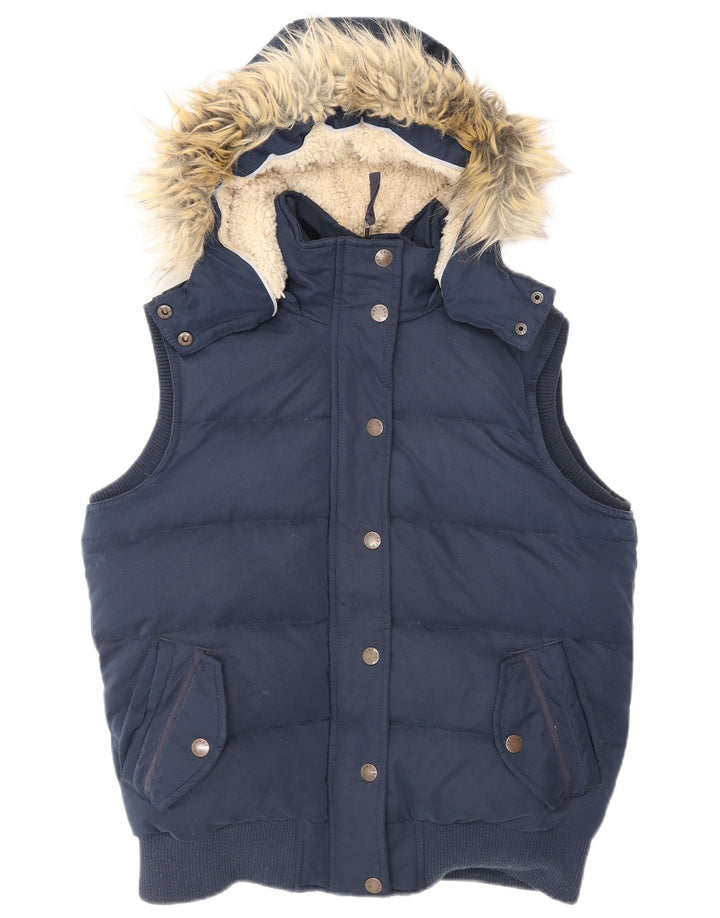 Fat Face Γυναικεία κουκούλα με επένδυση Gilet UK 12 Medium Navy Blue Polyester