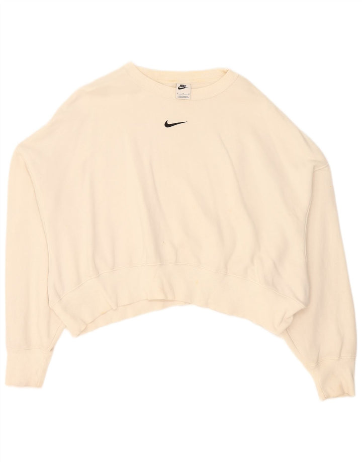 Γυναικείο φούτερ Nike Crop Oversized Jumper UK 14 Μεσαίο λευκό βαμβακερό