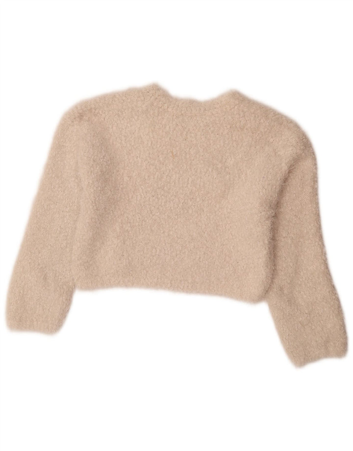 Zara Γυναικείο πουλόβερ με λαιμόκοψη Crop Crop UK 10 Small White Polyester