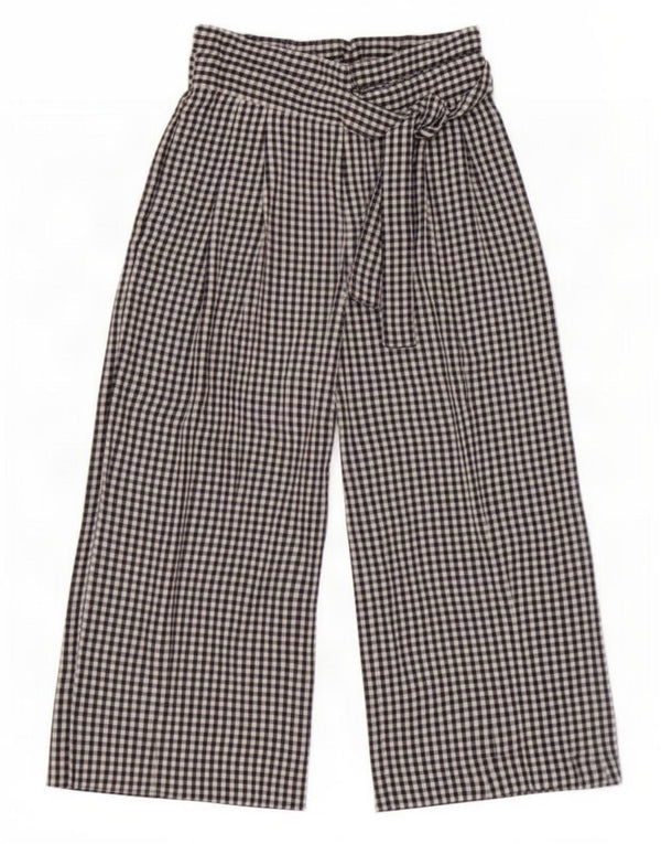 Zara Γυναικείο Φαρδύ παντελόνι Capri Medium W28 L22 Navy Blue Gingham