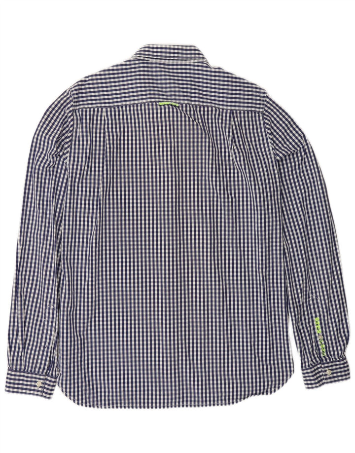 Ανδρικό πουκάμισο SUPERDRY μεγάλο Navy Blue Gingham Cotton