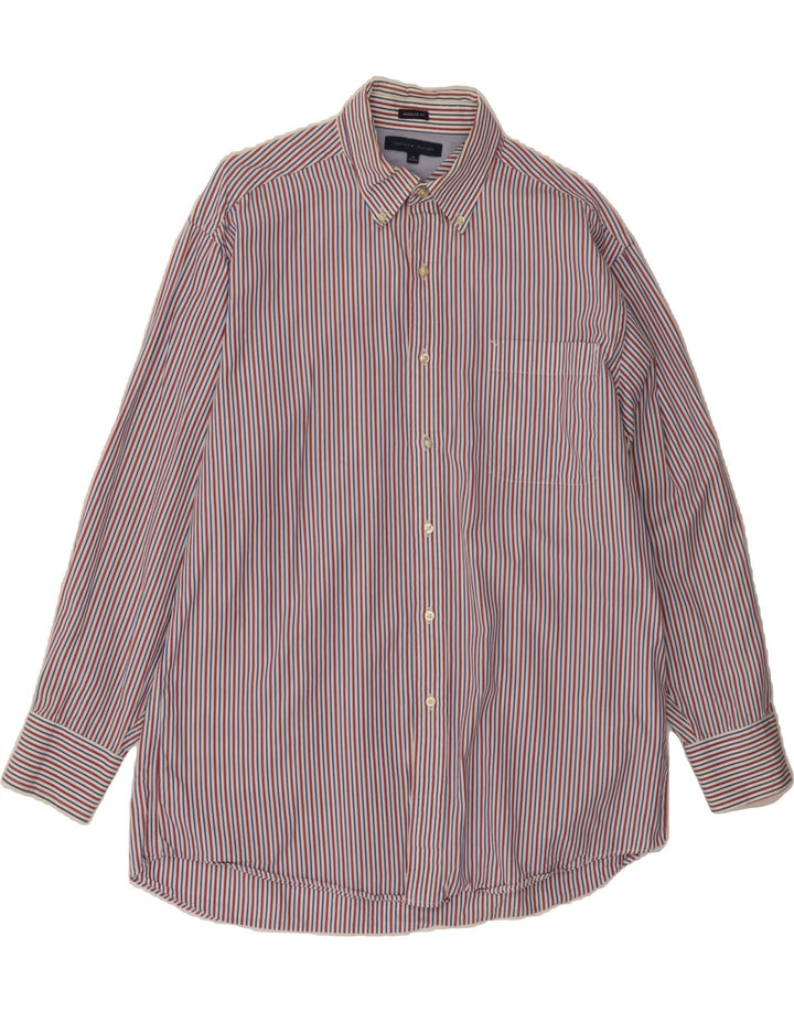 TOMMY HILFIGER Mens Regular Fit Shirt Size 16 Large Multicoloured Striped Vintage Tommy Hilfiger and Second-Hand Tommy Hilfiger from Messina Hembry 