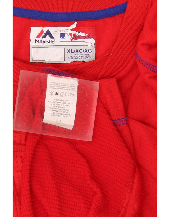 Majestic Mens Washington Nationals Top μακρυμάνικο XL κόκκινο πολυεστέρα