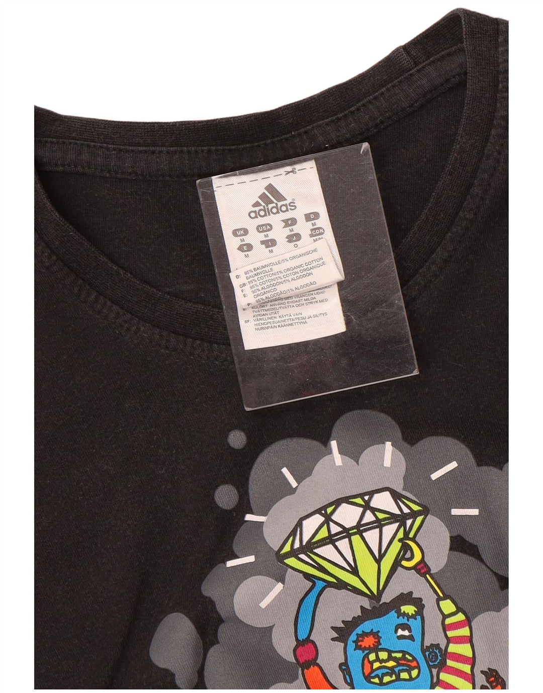 Ανδρικό γραφικό T-Shirt Adidas Top Μεσαίο μαύρο βαμβακερό