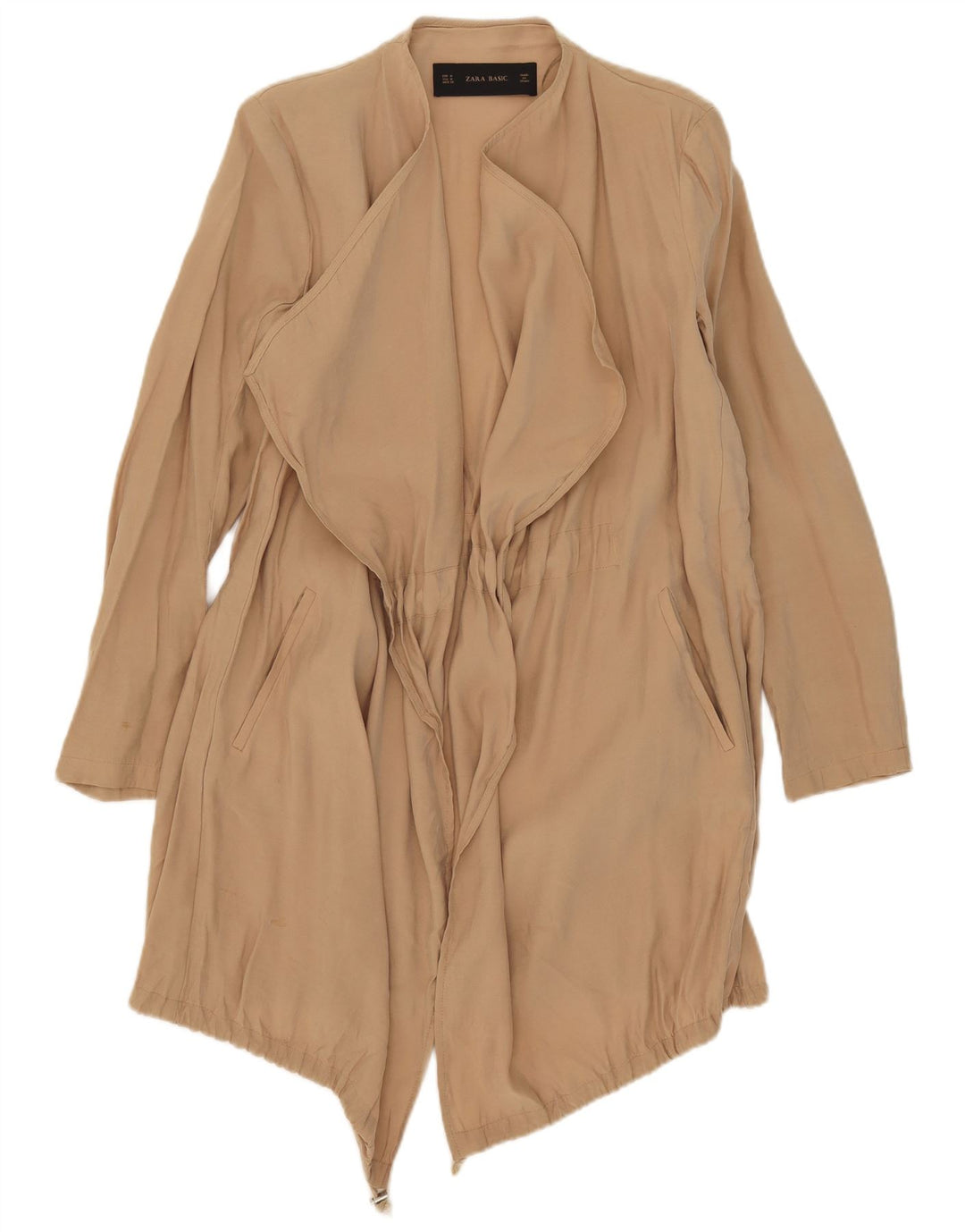 Zara Γυναικείο Open Waterfall Jacket UK 14 Medium Beige Modal
