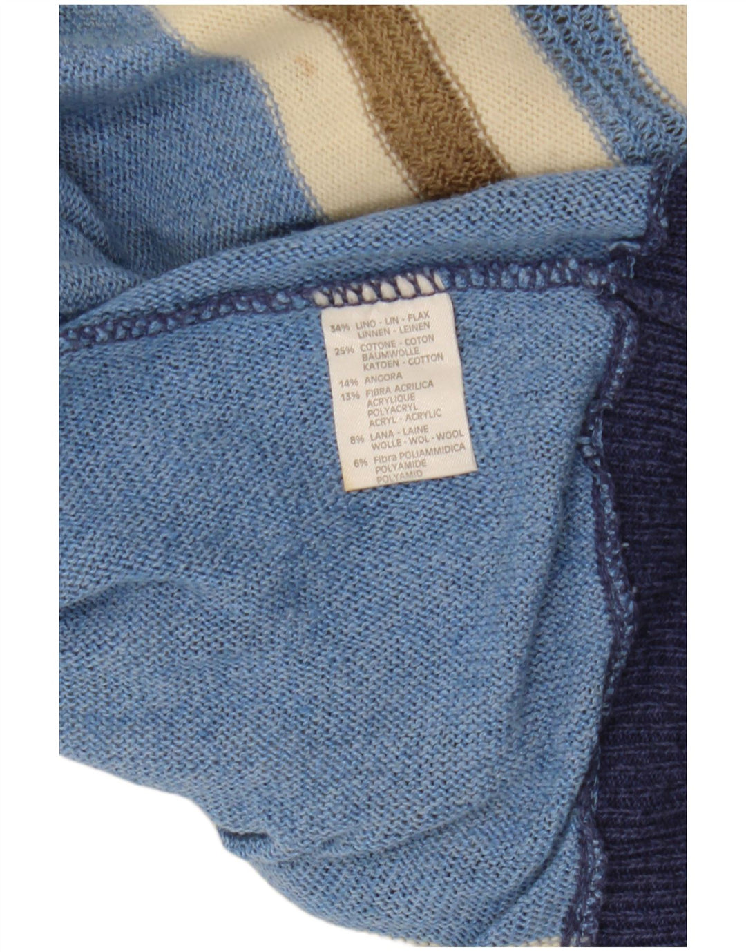 VINTAGE Γυναικείο πουλόβερ με λαιμόκαυστο UK 12 μεσαίο πολύχρωμο ριγέ