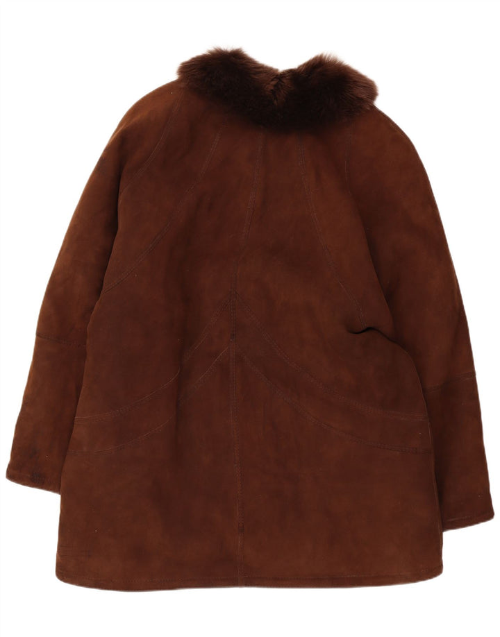 Vintage Γυναικείο Παλτό Shearling UK 14 Μεγάλο Καφέ