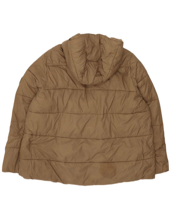 Zara γυναικείο μπουφάν με κουκούλα UK 20 2XL Beige Polyester