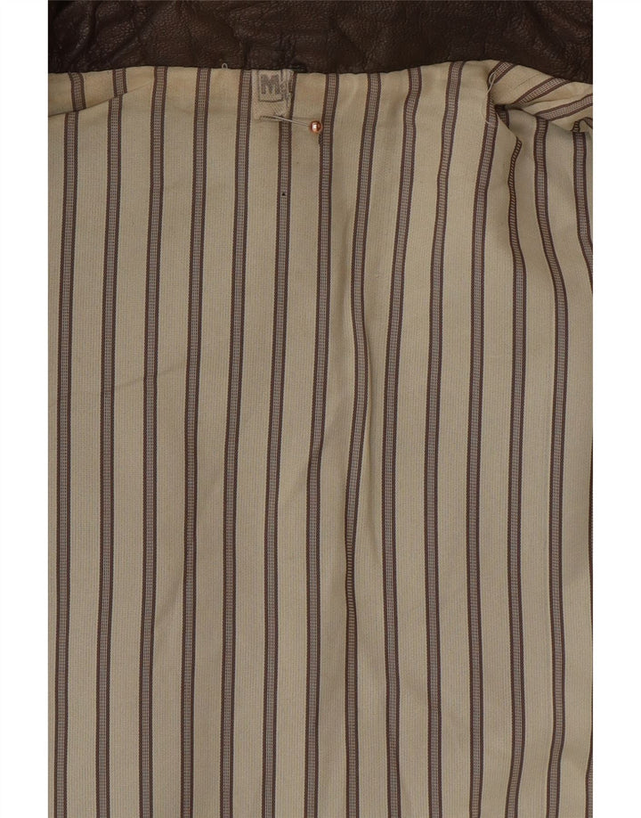 VINTAGE Ανδρικό Δερμάτινο Gilet UK 38 Μεσαίο Καφέ