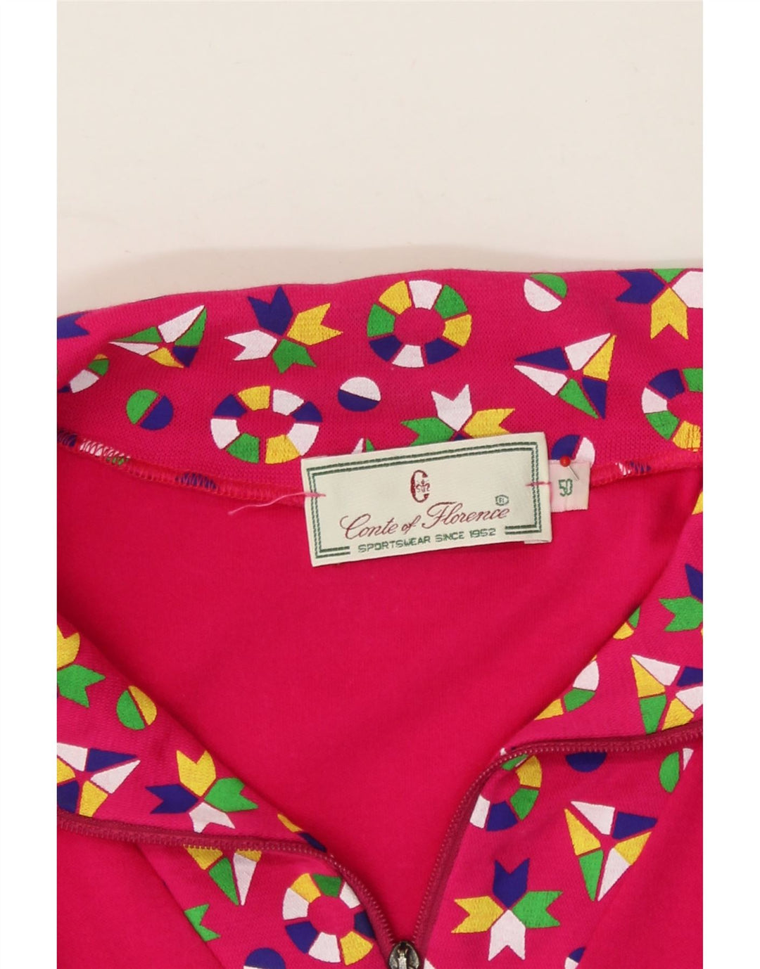 CONTE OF FLORENCE Womens Top Long Sleeve IT 50 XL Pink Floral Sports Vintage Conte of Florence and Second-Hand Conte of Florence from Messina Hembry 