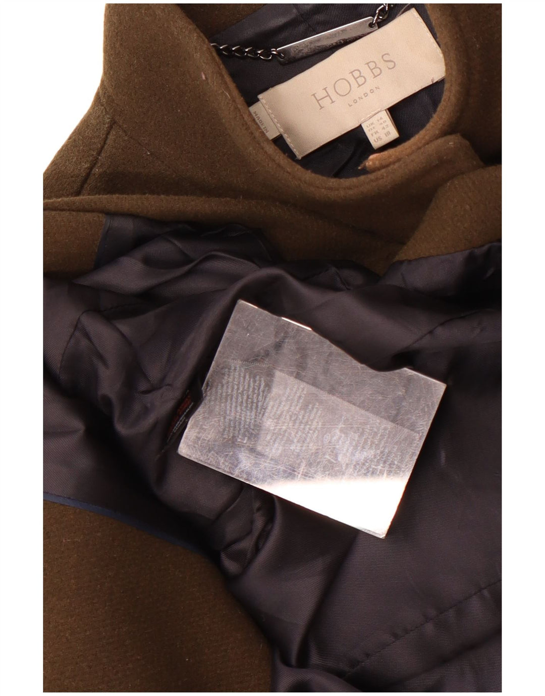 Hobbs Γυναικείο Παλτό UK 14 Μεγάλο Χακί Μαλλί