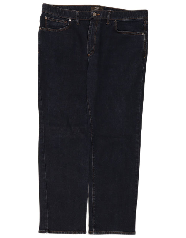 Ανδρικό τζιν κανονικό ίσιο Marks & Spencer W40 L31 Navy Blue Cotton