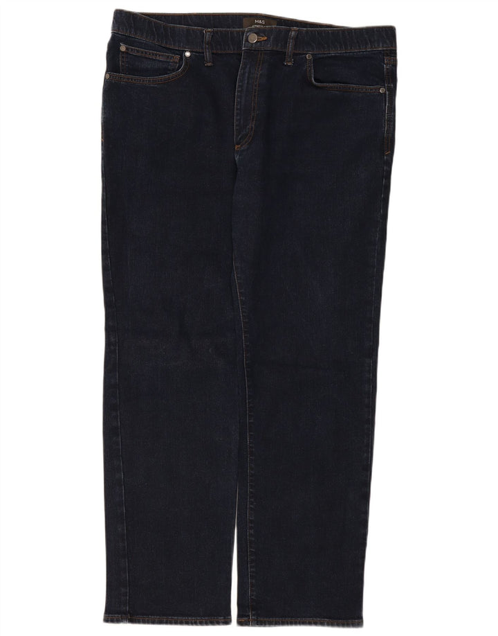 Ανδρικό τζιν κανονικό ίσιο Marks & Spencer W40 L31 Navy Blue Cotton