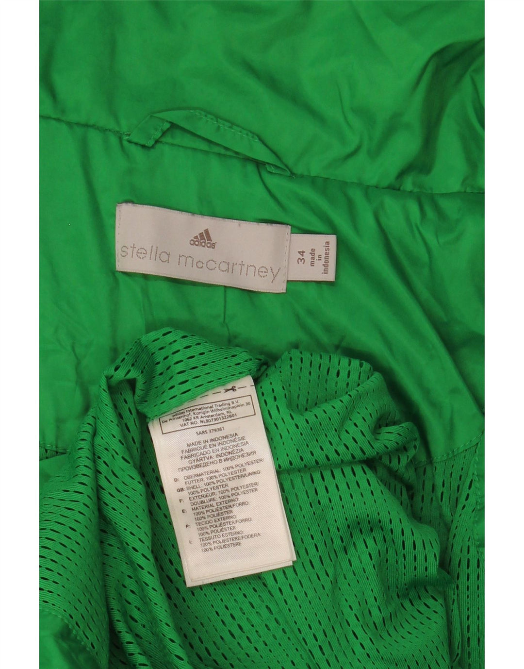Adidas Γυναικείο μπουφάν βροχής Stella McCartney EU 34 XS Green Polyester