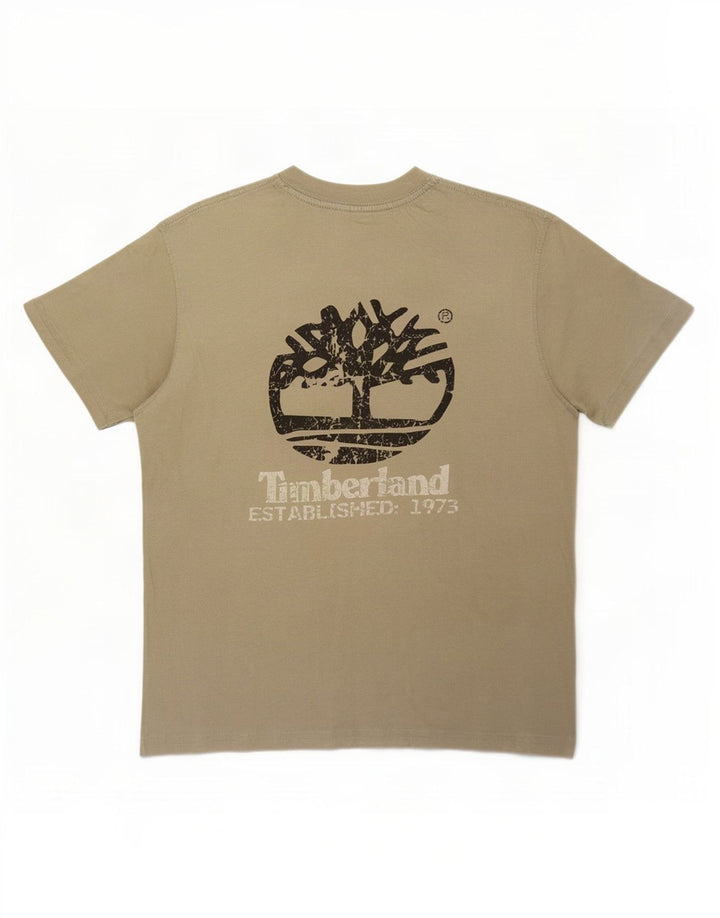 Ανδρικό γραφικό T-Shirt Timberland Top Μικρό Χακί Βαμβακερό