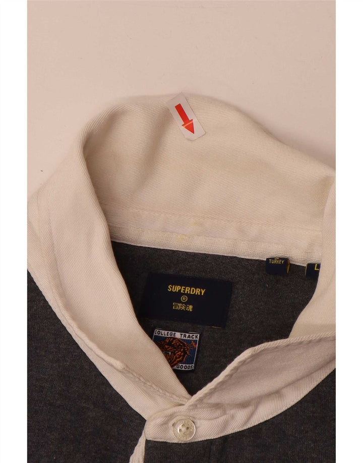 Ανδρικό φούτερ με λαιμόκοψη Superdry, γκρι βαμβακερό
