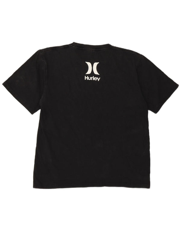 Ανδρικό γραφικό T-Shirt Hurley Top μεγάλο μαύρο βαμβακερό