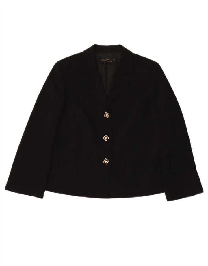 LUISA SPAGNOLI Womens 3 Button Blazer Jacket IT 46 Large Black Polyester Vintage Luisa Spagnoli and Second-Hand Luisa Spagnoli from Messina Hembry 