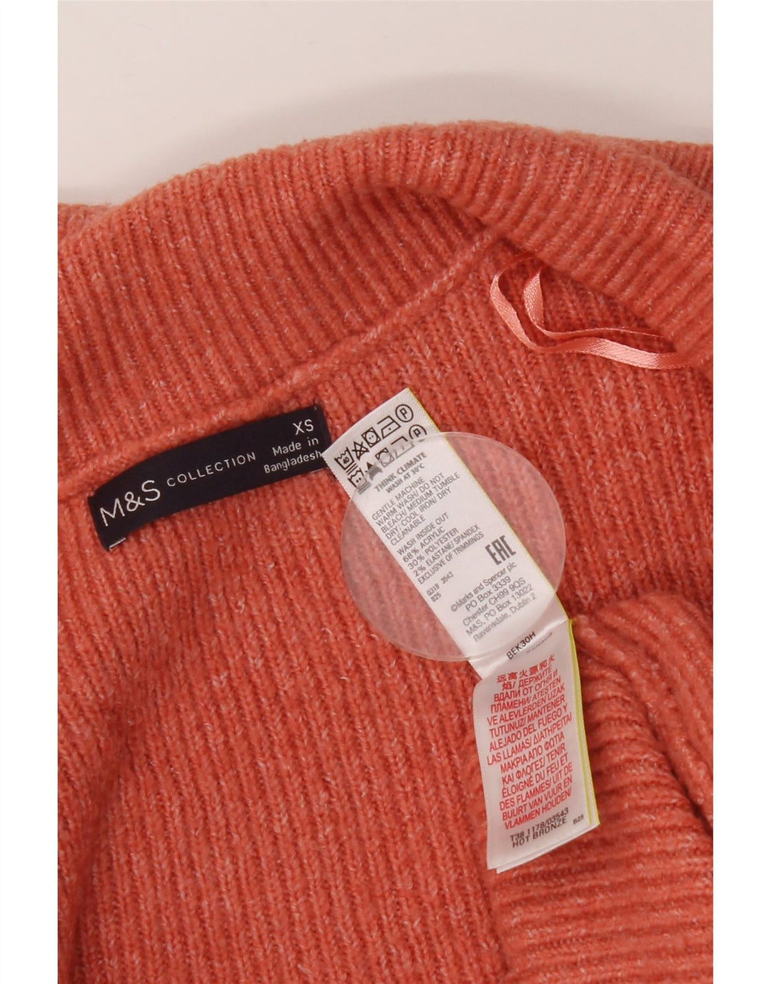 Marks & Spencer Γυναικείο πουλόβερ με ζακέτα μεγάλου μεγέθους UK 6 XS Orange