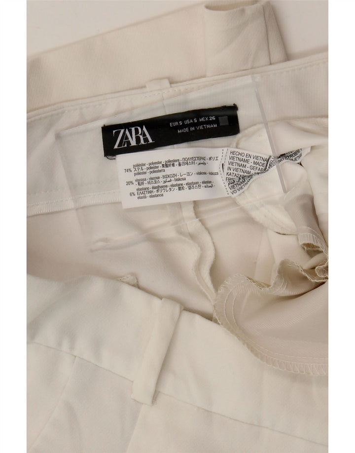 ZARA Γυναικείο κωνικό παντελόνι casual μικρό W26 L25 λευκό πολυεστέρα