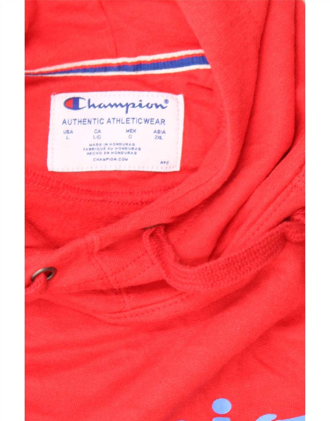 CHAMPION Womens Graphic Hoodie Jumper UK 16 Large Red Polyester Vintage Champion and Second-Hand Champion from Messina Hembry 